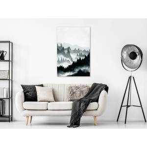 Quadro Hazy Landscape Materiali a base di legno e lino - Nero-Bianco