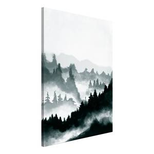 Wandbild Hazy Landscape Holzwerkstoff & Leinen - Schwarz-Weiß