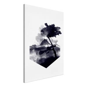 Wandbild High Mountain Holzwerkstoff & Leinen - Schwarz-Weiß