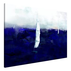 Tableau déco Maritime Memory Bois manufacturé et toile - Bleu / Blanc - 90 x 60 cm