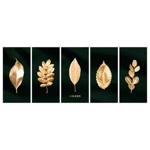 Wandbild Noble Collection (5-teilig) Holzwerkstoff & Leinen - Schwarz / Gold