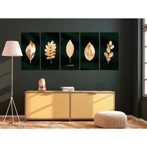 Wandbild Noble Collection (5-teilig) Holzwerkstoff & Leinen - Schwarz / Gold