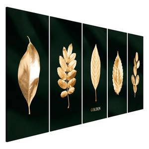 Wandbild Noble Collection (5-teilig) Holzwerkstoff & Leinen - Schwarz / Gold