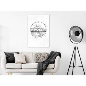 Tableau déco Mountain Drawing Bois manufacturé et toile - Noir / Blanc