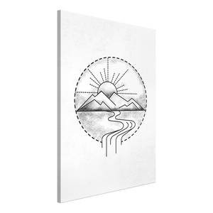 Wandbild Mountain Drawing Holzwerkstoff & Leinen - Schwarz-Weiß