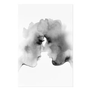 Afbeelding Blurred Thoughts verwerkt hout & linnen - zwart-wit