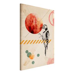 Wandbild Bird Mail Holzwerkstoff & Leinen - Mehrfarbig