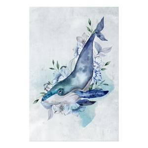 Tableau déco Mr. Whale Bois manufacturé et toile - Gris / Bleu