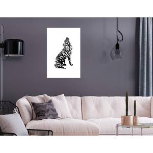 Tableau déco Wolf Trail Bois manufacturé et toile - Noir / Blanc