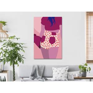 Afbeelding Strawberries Shorts verwerkt hout & linnen - roze