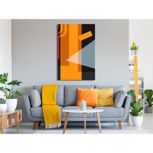 Wandbild Neons Holzwerkstoff & Leinen - Orange / Schwarz