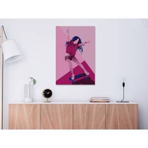 Wandbild Powerslide Holzwerkstoff & Leinen - Rosa