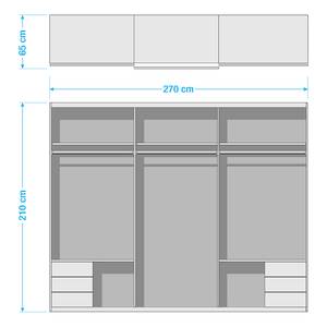 Zweefdeurkast Emden2 Antraciet/Eiken planken look - Breedte: 270 cm