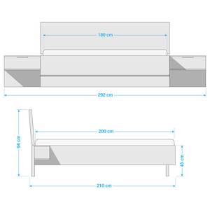 Bedframe Gibraltar II Eikenhoutlook Artisan/Antracietkleurig - 180 x 200cm