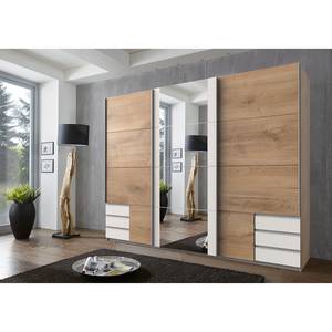 Armoire à portes coulissantes Emden2 E78638 - Blanc alpin / Imitation chêne parqueté - Largeur : 270 cm