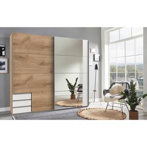 Armoire à portes coulissantes Emden2 E78636 - Blanc alpin / Imitation chêne parqueté - Largeur : 225 cm