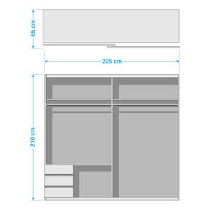 Schwebetürenschrank Emden2 Alpinweiß / Grau - Breite: 225 cm
