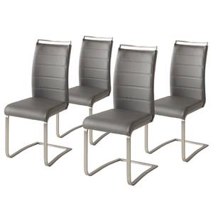 Chaise cantilever Lezuza Cuir synthétique Leja: Gris - Lot de 4