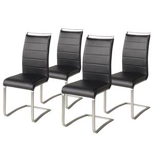 Chaise cantilever Lezuza Cuir synthétique Leja: Noir - Lot de 4