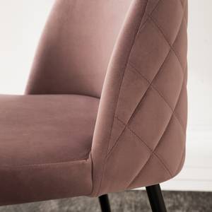 Gestoffeerde stoelen Farum Fluweel/staal - zwart - Velours Zala: Oud pink - 2-delige set