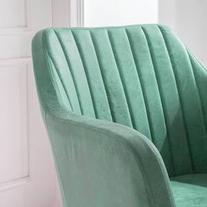 Chaise à accoudoirs Leedy IV Imitation cuir / Chêne massif - Vert menthe - Lot de 2