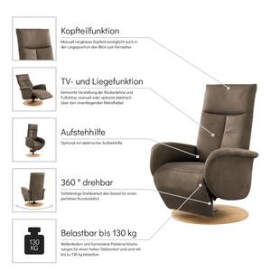 Relaxfauteuil Nesebar I Microvezel Flavie: Cappuccino - Relaxfunctie - Zonder opstahulp - Handmatig verstelling