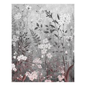 Papier peint intissé Moonlight Flowers Intissé - Noir / Blanc / Gris