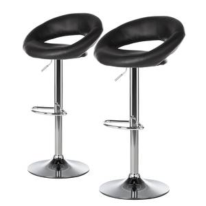 Chaise de bar Hemingway Noir / Chrome - Lot de 2