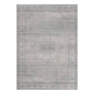 Laagpolig vloerkleed Khayham I polyester - Heldergrijs - 170 x 240 cm