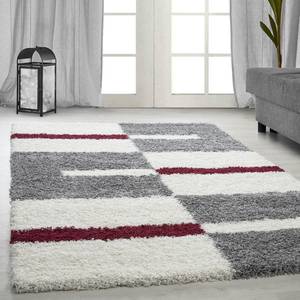 Tapis épais Fornax Polypropylène - Gris / Rouge - 140 x 200 cm