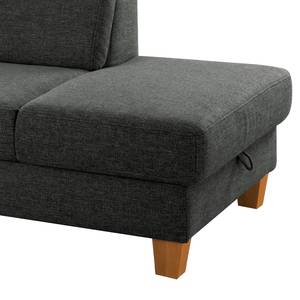 Chaise longue Eustis vlakweefsel - Platweefsel Amra: Antracietkleurig - Longchair vooraanzicht links