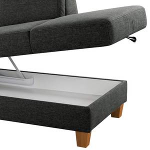 Chaise longue Eustis vlakweefsel - Platweefsel Amra: Antracietkleurig - Longchair vooraanzicht links