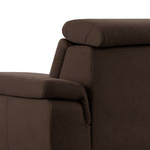 Ecksofa DeWitt Flachgewebe Olea: Espresso - Longchair davorstehend rechts - Ohne Schlaffunktion