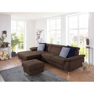 Ecksofa DeWitt Flachgewebe Olea: Espresso - Longchair davorstehend links - Mit Schlaffunktion