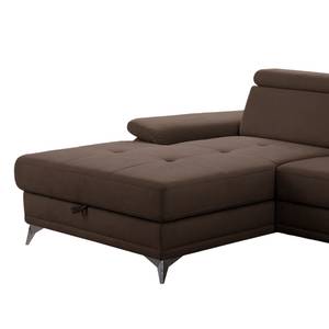 Ecksofa DeWitt Flachgewebe Olea: Espresso - Longchair davorstehend links - Mit Schlaffunktion