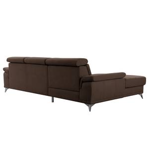 Ecksofa DeWitt Flachgewebe Olea: Espresso - Longchair davorstehend links - Mit Schlaffunktion