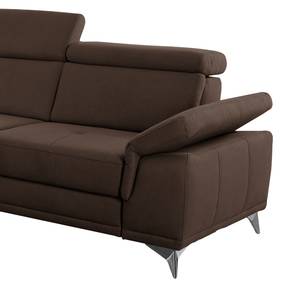 Ecksofa DeWitt Flachgewebe Olea: Espresso - Longchair davorstehend links - Mit Schlaffunktion