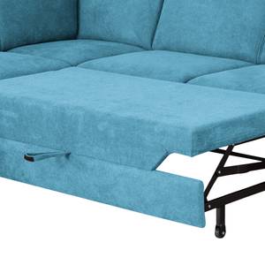 Canapé d’angle Ford Point Tissage à plat - Tissu Palila: Bleu clair - Méridienne longue à gauche (vue de face) - Avec fonction couchage