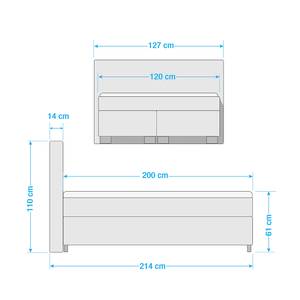 Lit boxspring Karlsborg Gris lumineux - 120 x 200cm