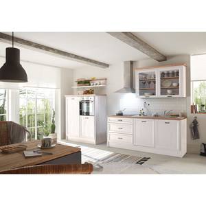 Küchenzeile Jasmund I Pinie Weiß Dekor - Mit Elektrogeräten