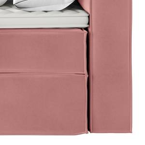 Premium boxspring KINX Velours Vaia: antiek roze - 160 x 200cm - H3 medium - 130cm