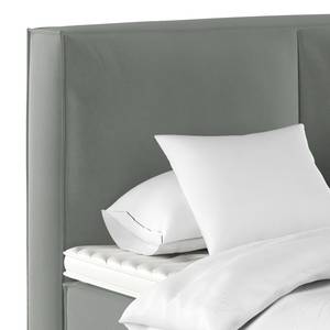 Premium Boxspringbett KINX Samt Vaia: Grau - 160 x 200cm - H3 - 130 cm