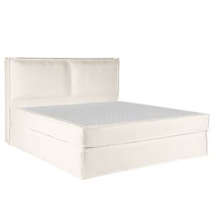 Lit boxspring Kinx Tissu structuré recyclé Gesa: Blanc - 140 x 200cm - D3 medium - 130 cm