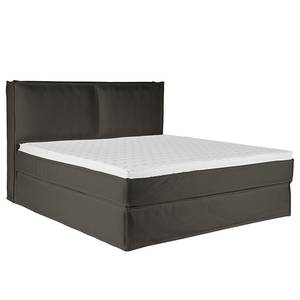 Premium boxspring KINX Gerecycleerde structuurstof Gesa: Antracietkleurig - 140 x 200cm - H3 medium - 130cm