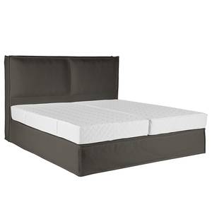 Premium boxspring KINX Gerecycleerde structuurstof Gesa: Antracietkleurig - 140 x 200cm - H3 medium - 130cm