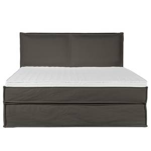 Premium boxspring KINX Gerecycleerde structuurstof Gesa: Antracietkleurig - 140 x 200cm - H3 medium - 130cm