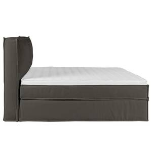 Premium boxspring KINX Gerecycleerde structuurstof Gesa: Antracietkleurig - 140 x 200cm - H3 medium - 130cm