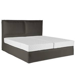 Premium boxspring KINX Gerecycleerde structuurstof Gesa: Antracietkleurig - 140 x 200cm - H3 medium - 130cm