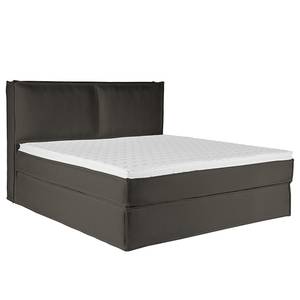 Premium boxspring KINX Gerecycleerde structuurstof Gesa: Antracietkleurig - 160 x 200cm - H3 medium - 130cm