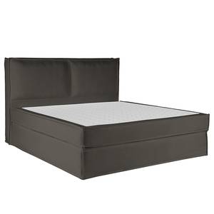 Premium boxspring KINX Gerecycleerde structuurstof Gesa: Antracietkleurig - 160 x 200cm - H3 medium - 130cm